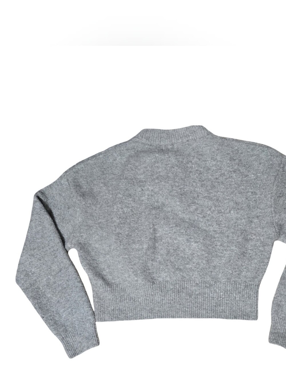 Jon & Anna Light Gray Ribbed Hem Crewneck Sweater Cropped Party - Picture 3 of 9